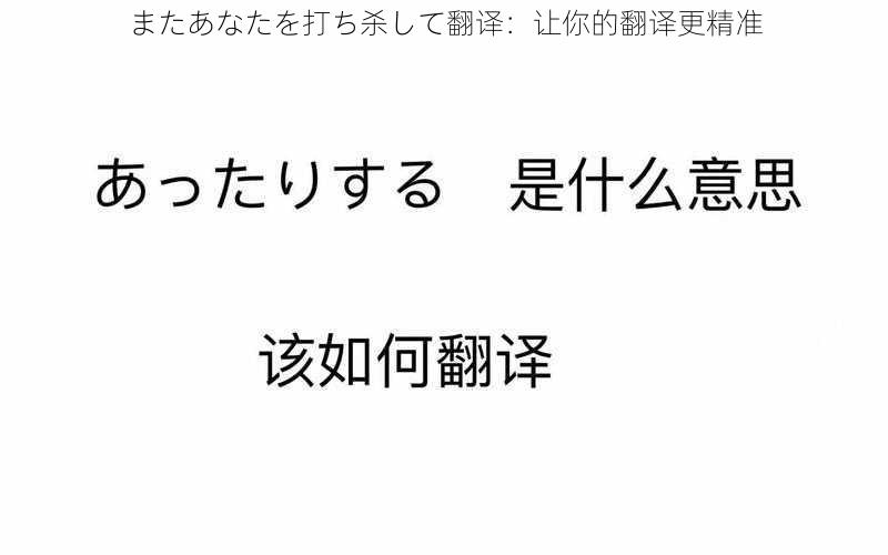 またあなたを打ち杀して翻译:让你的翻译更精准