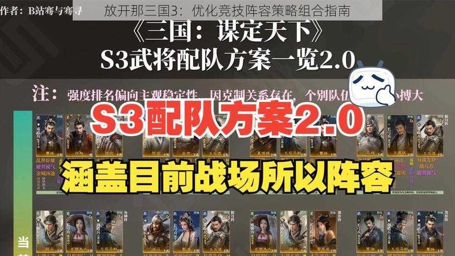 放开那三国3:优化竞技阵容策略组合指南