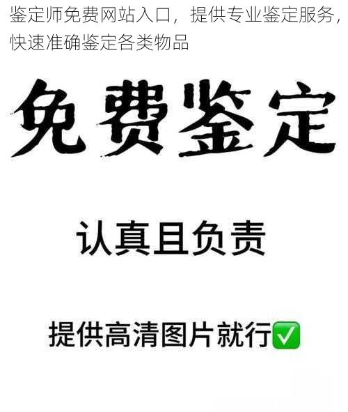 鉴定师免费网站入口,提供专业鉴定服务,快速准确鉴定各类物品