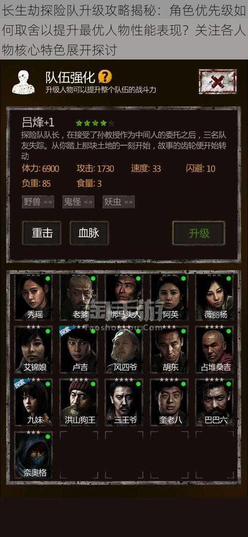 长生劫探险队升级攻略揭秘:角色优先级如何取舍以提升最优人物性能表现?关注各人物核心特色展开探讨