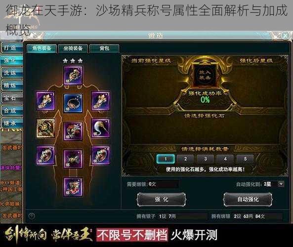 御龙在天手游:沙场精兵称号属性全面解析与加成概览