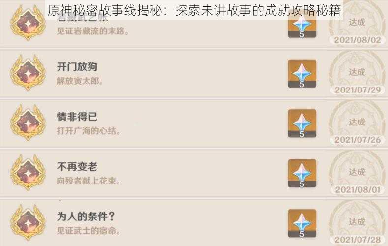 原神秘密故事线揭秘:探索未讲故事的成就攻略秘籍