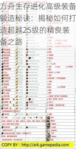 方舟生存进化高级装备锻造秘诀:揭秘如何打造超越25级的精良装备之路