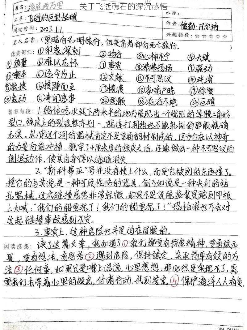 关于飞逝礁石的深沉感悟