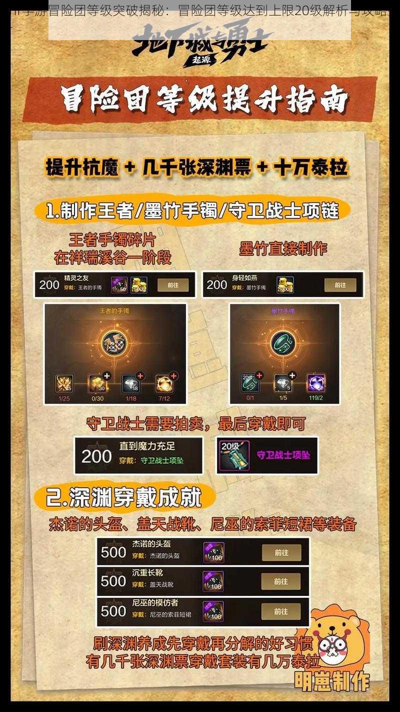 Dnf手游冒险团等级突破揭秘:冒险团等级达到上限20级解析与攻略探讨