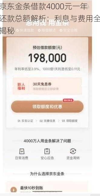 京东金条借款4000元一年还款总额解析:利息与费用全揭秘