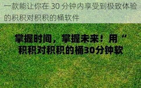 一款能让你在 30 分钟内享受到极致体验的积积对积积的桶软件