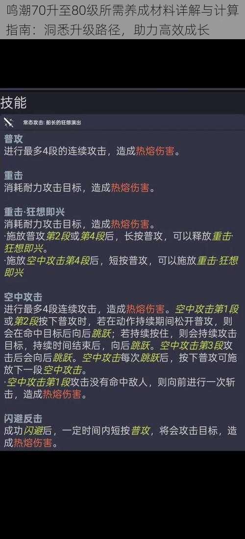 鸣潮70升至80级所需养成材料详解与计算指南:洞悉升级路径,助力高效成长