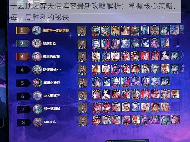 关于云顶之弈天使阵容最新攻略解析:掌握核心策略,赢得每一局胜利的秘诀