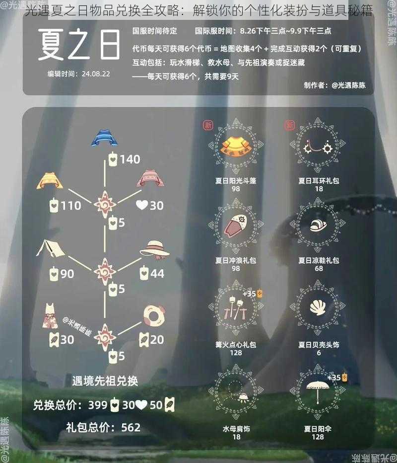 光遇夏之日物品兑换全攻略:解锁你的个性化装扮与道具秘籍