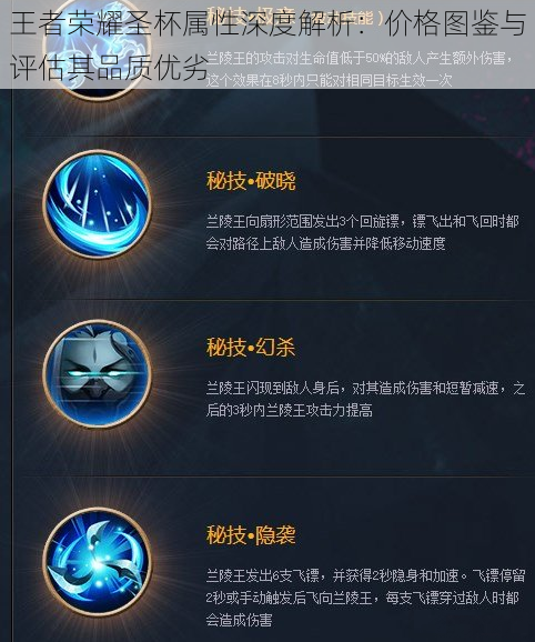 王者荣耀圣杯属性深度解析:价格图鉴与评估其品质优劣
