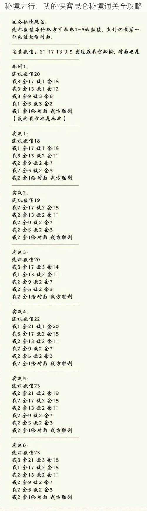 秘境之行:我的侠客昆仑秘境通关全攻略