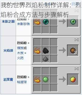 我的世界烈焰粉制作详解:烈焰粉合成方法与步骤解析