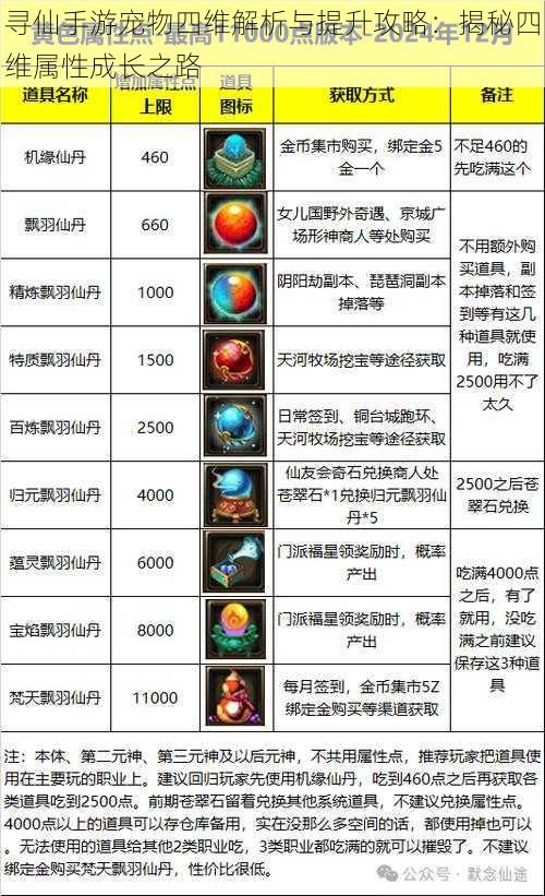 寻仙手游宠物四维解析与提升攻略:揭秘四维属性成长之路