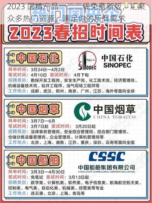 2023 国精产品一二二线免费新版,汇聚众多热门资源,满足你的所有需求