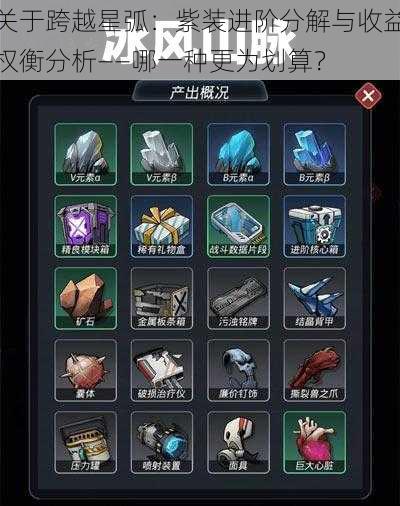 关于跨越星弧:紫装进阶分解与收益权衡分析——哪一种更为划算?