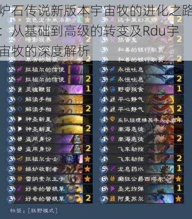 炉石传说新版本宇宙牧的进化之路:从基础到高级的转变及Rdu宇宙牧的深度解析