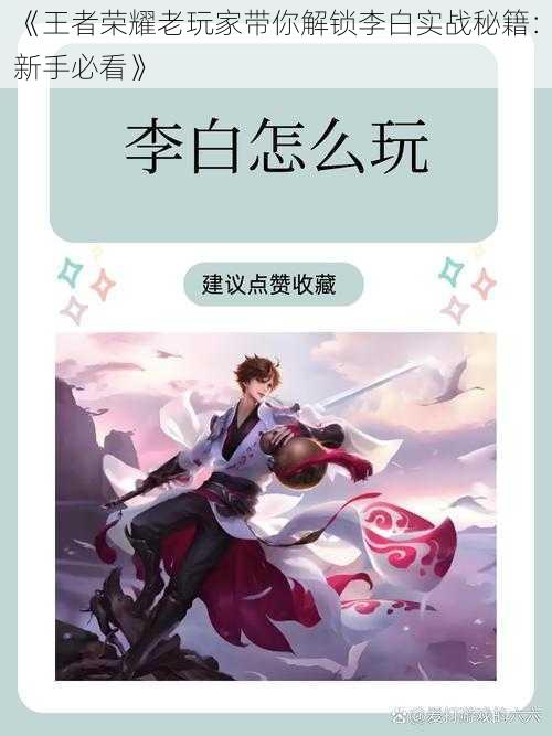 《王者荣耀老玩家带你解锁李白实战秘籍:新手必看》