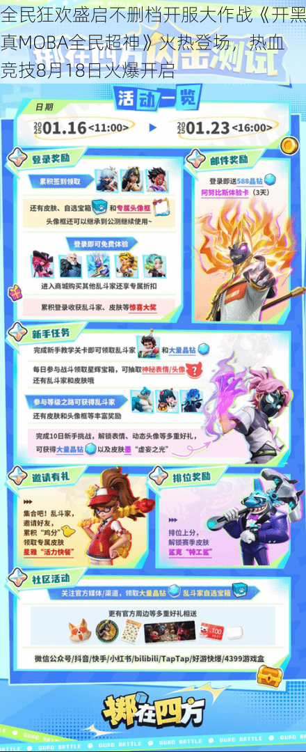 全民狂欢盛启不删档开服大作战《开黑真MOBA全民超神》火热登场,热血竞技8月18日火爆开启
