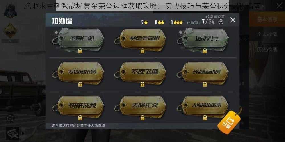 绝地求生刺激战场黄金荣誉边框获取攻略:实战技巧与荣誉积分累积指南