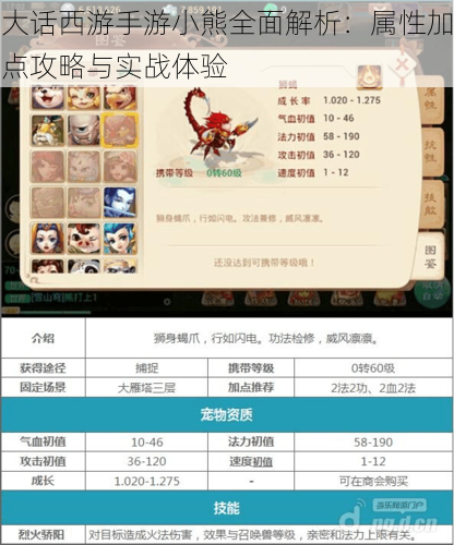 大话西游手游小熊全面解析:属性加点攻略与实战体验