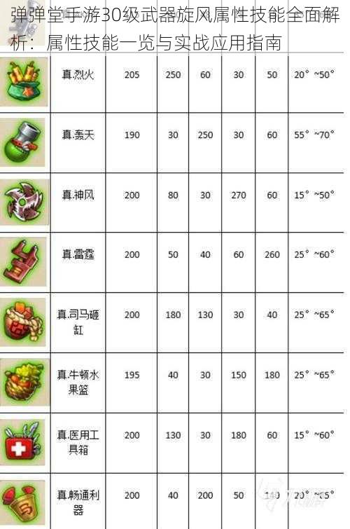 弹弹堂手游30级武器旋风属性技能全面解析:属性技能一览与实战应用指南