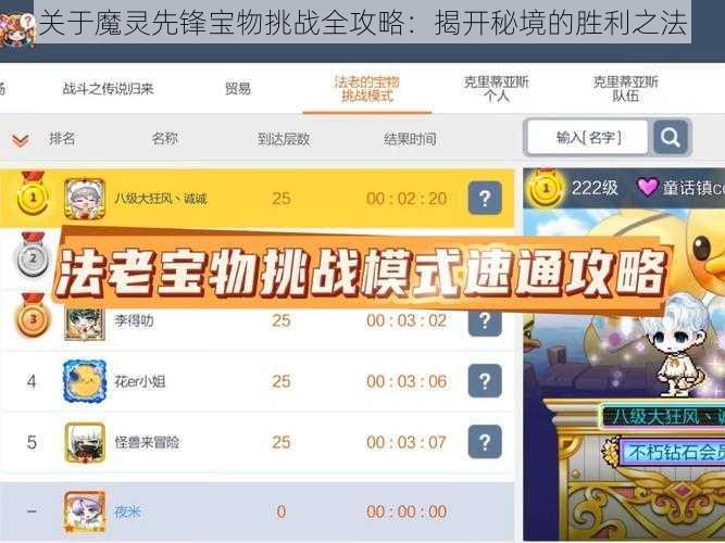 关于魔灵先锋宝物挑战全攻略:揭开秘境的胜利之法