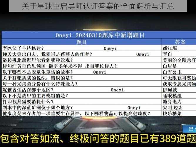 关于星球重启导师认证答案的全面解析与汇总