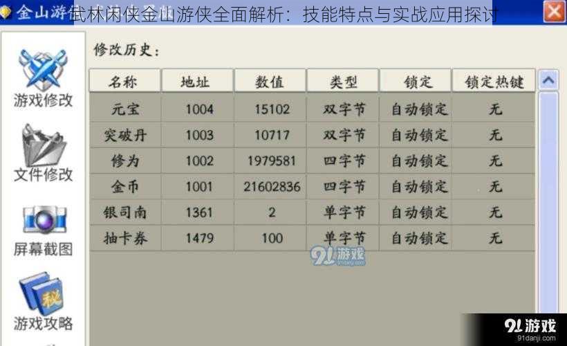 武林闲侠金山游侠全面解析:技能特点与实战应用探讨