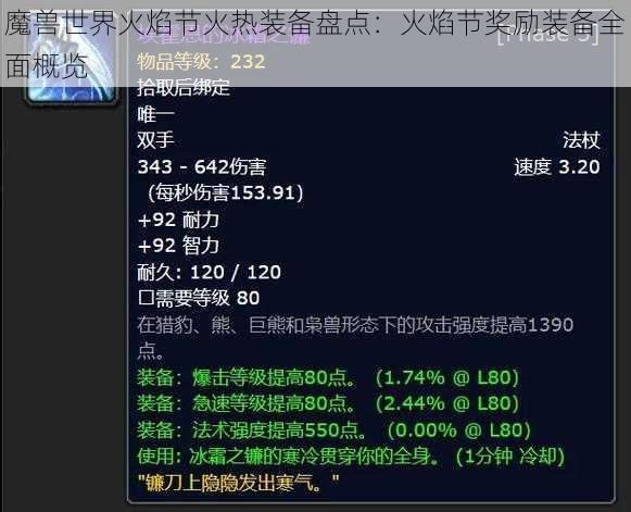 魔兽世界火焰节火热装备盘点:火焰节奖励装备全面概览