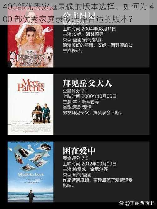 400部优秀家庭录像的版本选择、如何为 400 部优秀家庭录像选择合适的版本?
