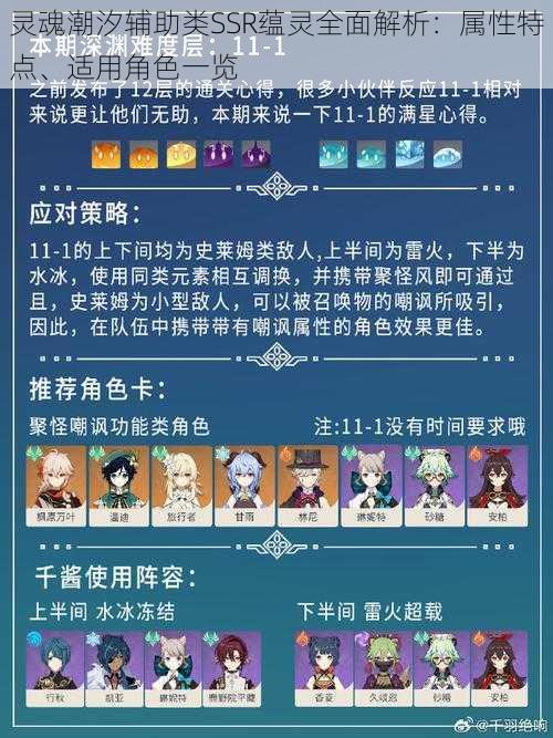 灵魂潮汐辅助类SSR蕴灵全面解析:属性特点、适用角色一览