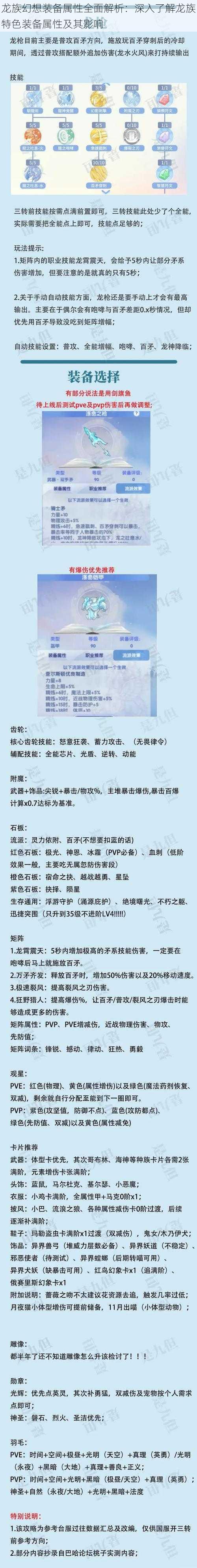 龙族幻想装备属性全面解析:深入了解龙族特色装备属性及其影响