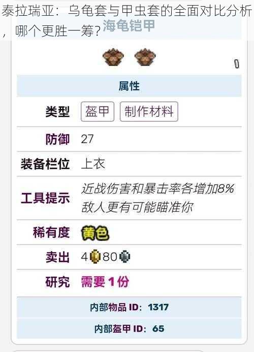 泰拉瑞亚:乌龟套与甲虫套的全面对比分析,哪个更胜一筹?