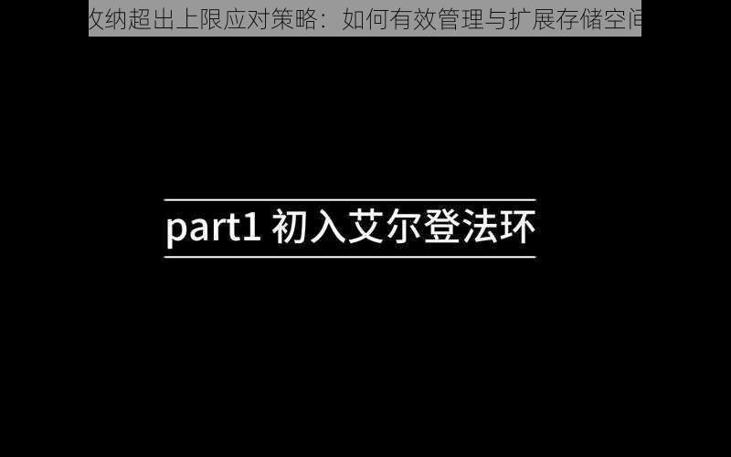 老头环收纳超出上限应对策略:如何有效管理与扩展存储空间的探讨