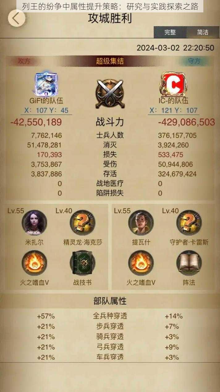 列王的纷争中属性提升策略:研究与实践探索之路