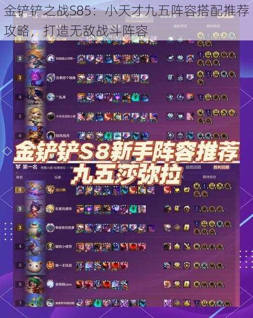 金铲铲之战S85:小天才九五阵容搭配推荐攻略,打造无敌战斗阵容