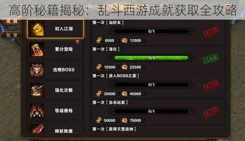 高阶秘籍揭秘:乱斗西游成就获取全攻略