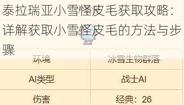 泰拉瑞亚小雪怪皮毛获取攻略:详解获取小雪怪皮毛的方法与步骤