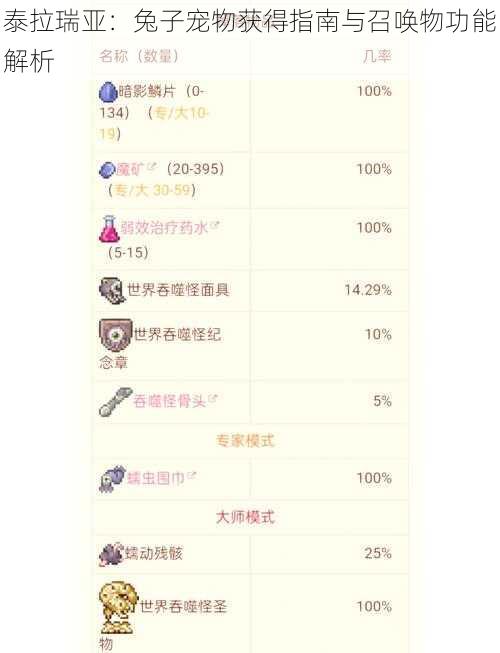 泰拉瑞亚:兔子宠物获得指南与召唤物功能解析